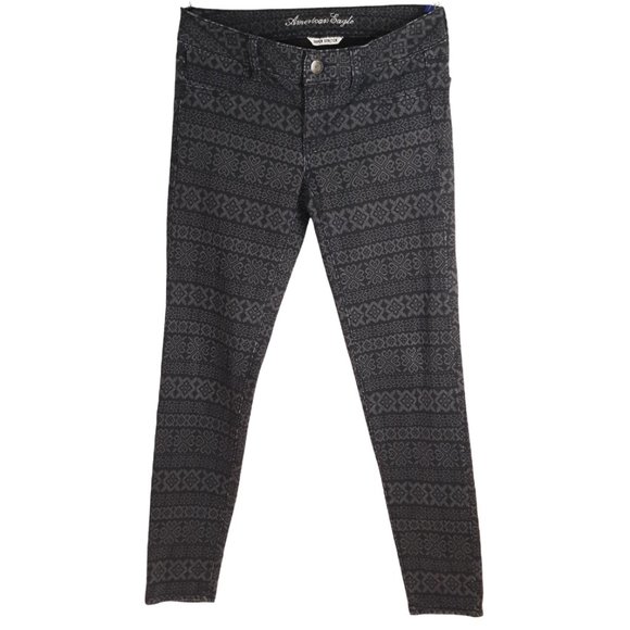 AE American Eagle Blue Pattern Super Stretch Jegging - Picture 2 of 9